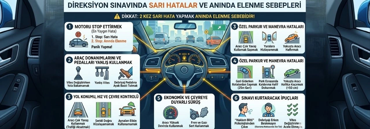 Direksiyon Sınavında Sarı Hatalar ve Anında Elenme Sebepleri