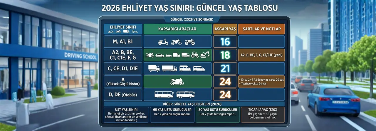 2026 Ehliyet Yaş Sınırı Kaç Oldu? Güncel Yaş Tablosu