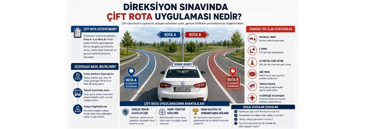 Direksiyon Sınavında Çift Rota Uygulaması Nedir? 2026