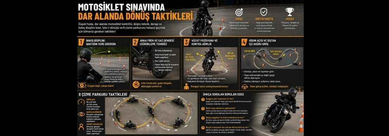 Motosiklet Sınavında Dar Alanda Dönüş Taktikleri Nelerdir?