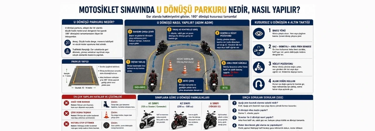 Motosiklet Sınavında U Dönüşü Parkuru Nedir, Nasıl Yapılır?