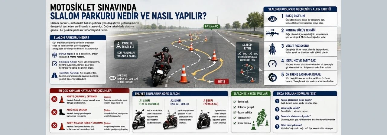 Motosiklet Sınavında Slalom Parkuru Nedir ve Nasıl Yapılır?