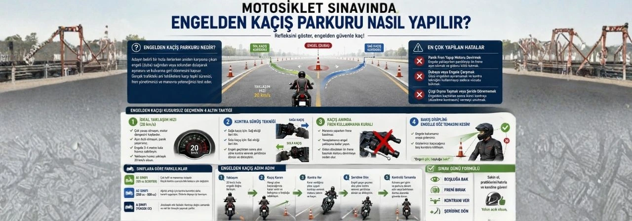 Motosiklet Sınavında Engelden Kaçış Parkuru Nasıl Yapılır?