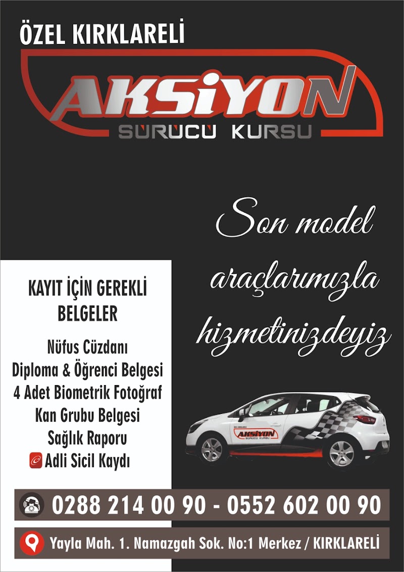 Kırklareli Aksiyon Sürücü Kursu
